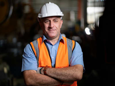 Man in hard hat and safety vest